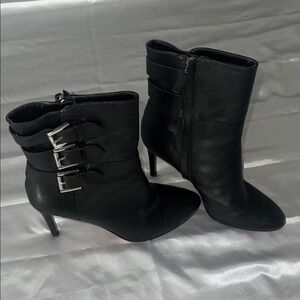 Nine West Black Heeled Boots with Buckle Detail